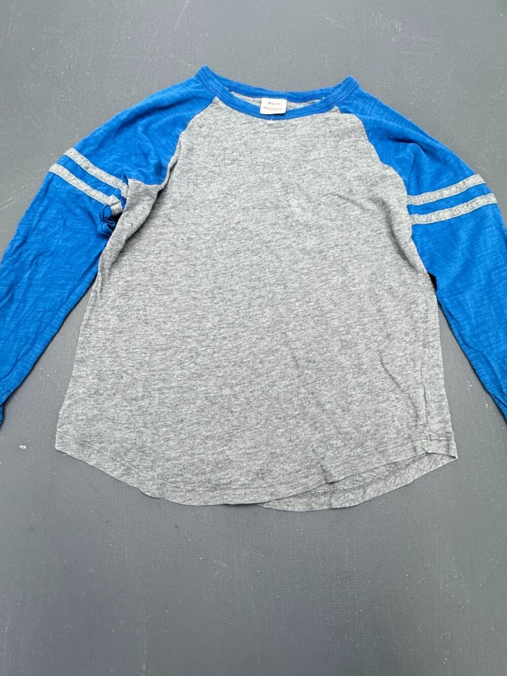 Hanna Andersson Kids Size 8 Gray Blue Baseball Tee Long Sleeve Raglan Casual Top